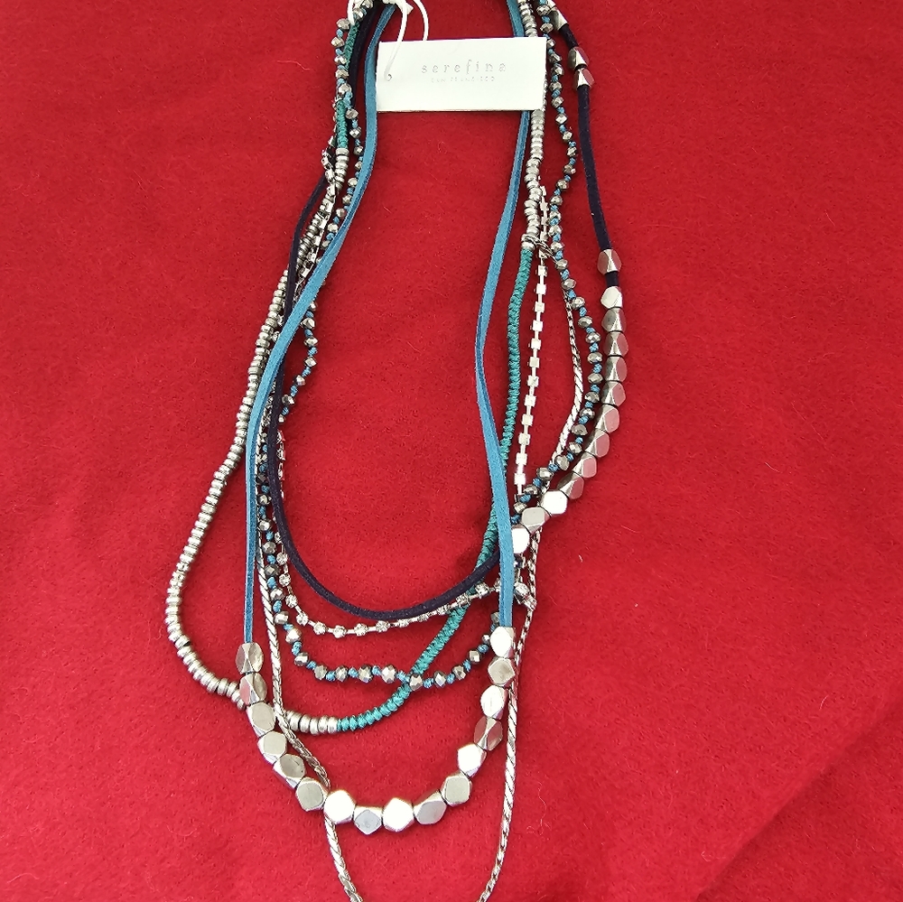 New Serefina June Statement Indigo Necklace. NWT